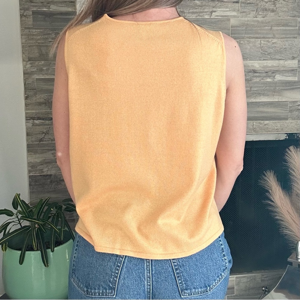 Eileen Fisher 100% Merino Wool Gold Sleeveless Top Large - Picture 2 of 5